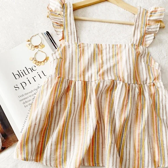 Vintage Style Stripe Babydoll Tank Top - Picture 2 of 10